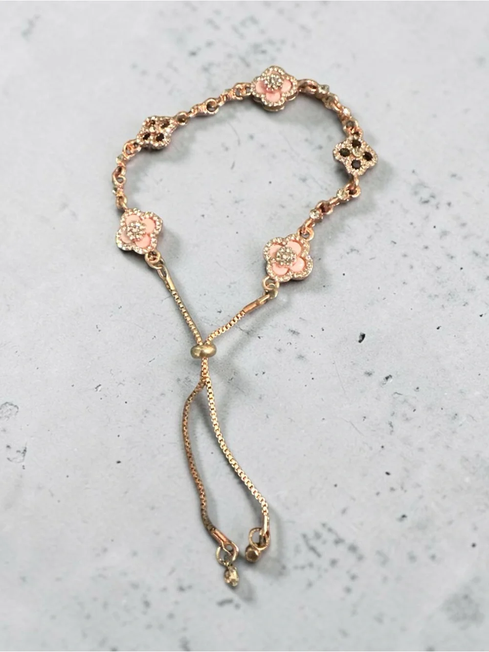 Rose Gold Floral Adjustable Bracelet - Women's Jewelry